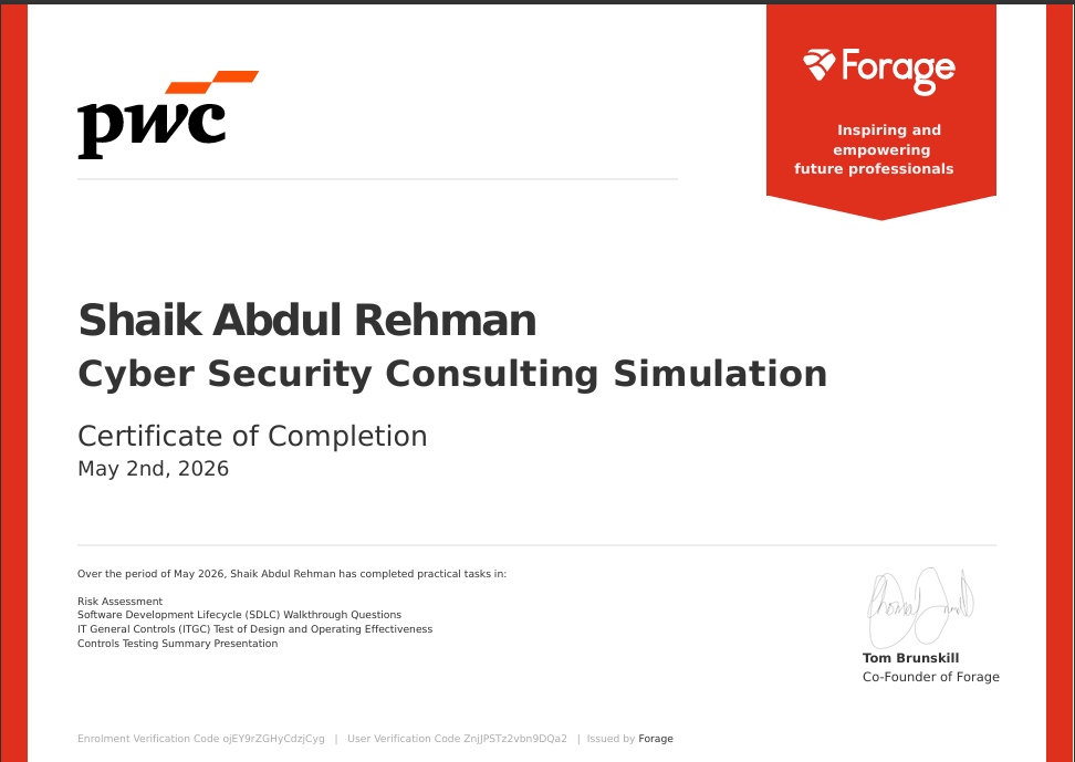 PwC ITGC Controls Testing Simulation